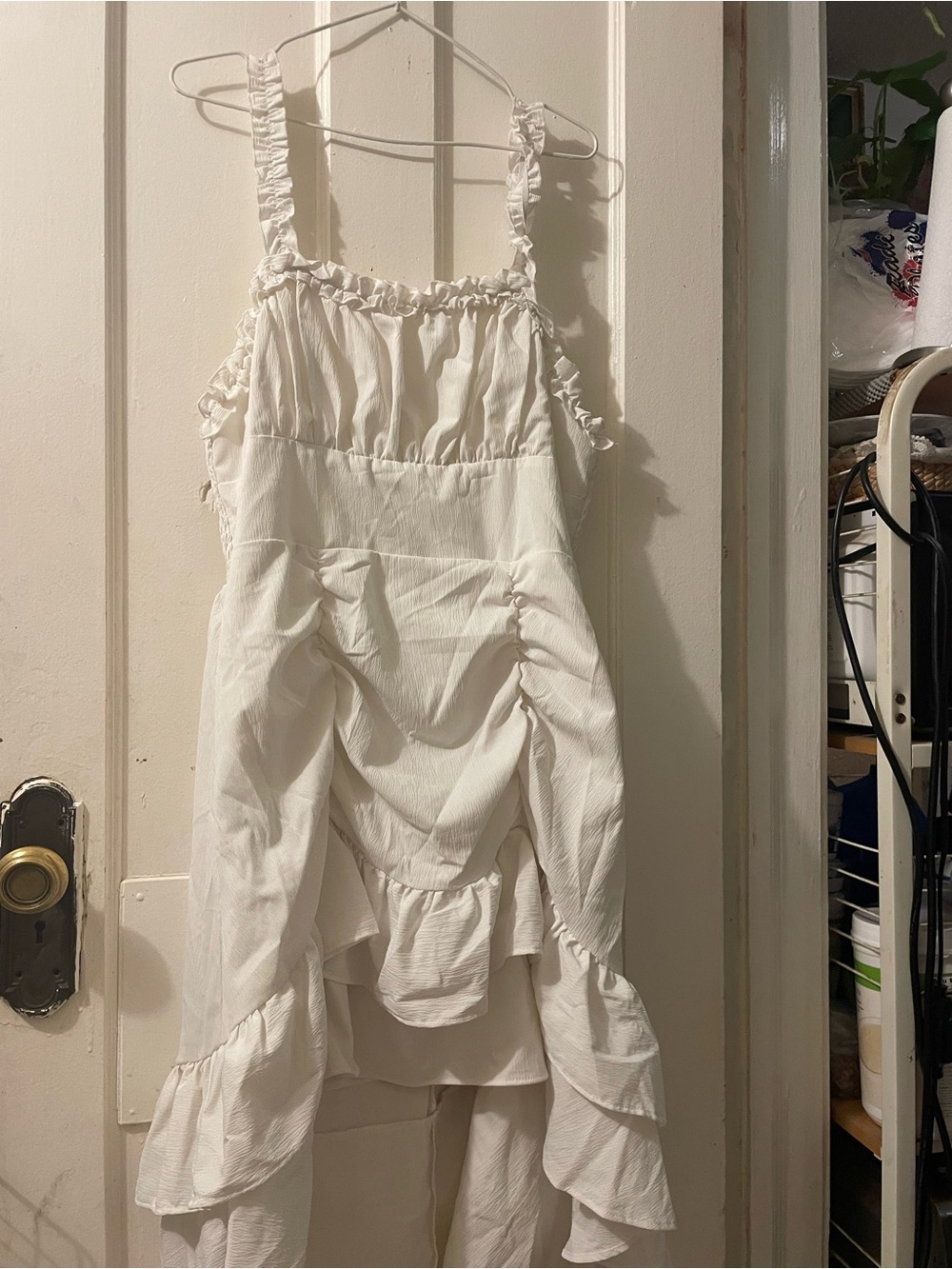 SHEIN White Ruffled Tiered Sundress